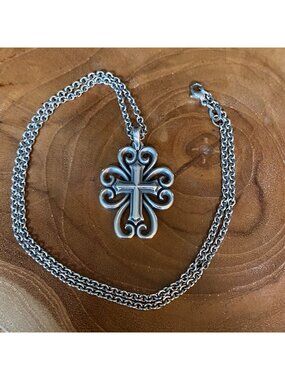 RETIRED James Avery Melanie Cross Necklace, Sterling SIlver